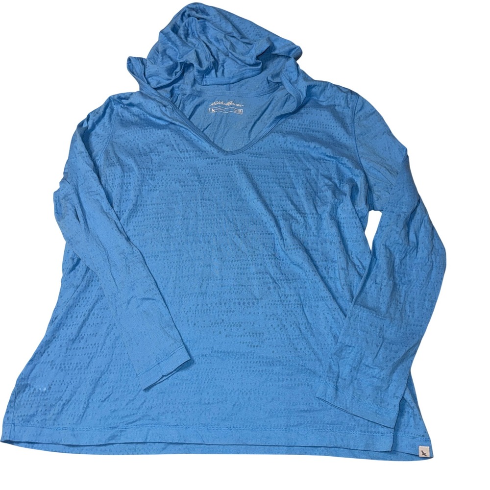 Eddie Bauer Hoodie 2XL Blue Long Sleeve V-Neck Burnout Outdoor Top